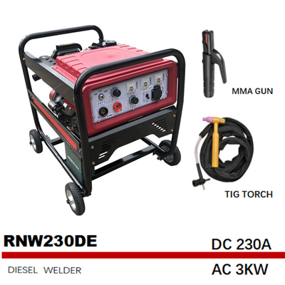 CE 승인되 230A 휘발유 아크 일반정보 용접공 DC 1.6 kw 작은 탱크 RNW230DE