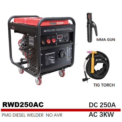 75V RWD250AC 250A 아크 용접 생성기 531 입방 센티미터 3 kw 휘발유 생성기