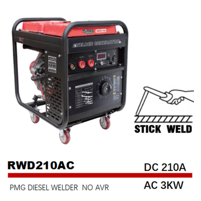 210A 스틱 Genset 디젤 엔진 용접공 발전기 AC 3 kw 가득 찬 구리 엔진